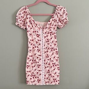 Urban Outfitters Britney Mini Dress Lined Floral Print Puff Sleeve  Smocked NWT